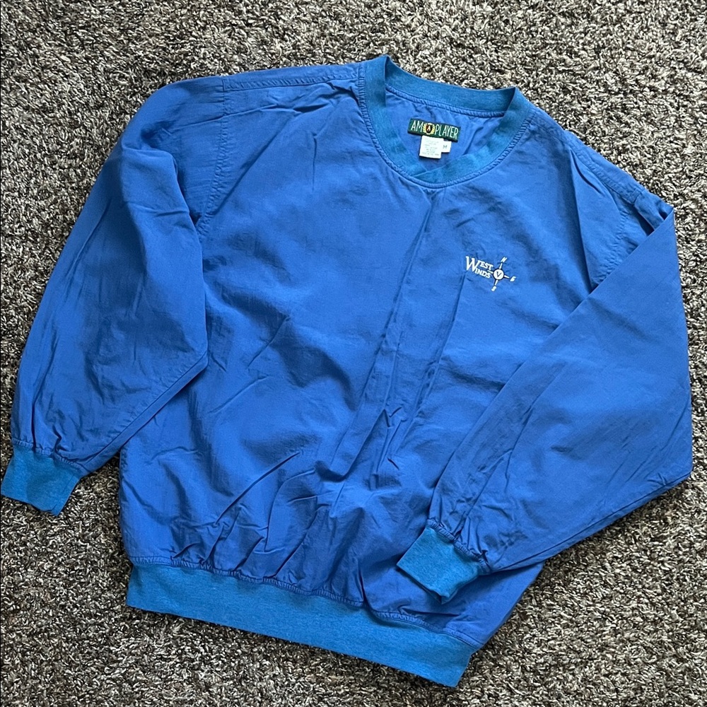 Vintage Am A Player Blue West Winds Windbreaker Golf Nylon Jacket, Size Medium